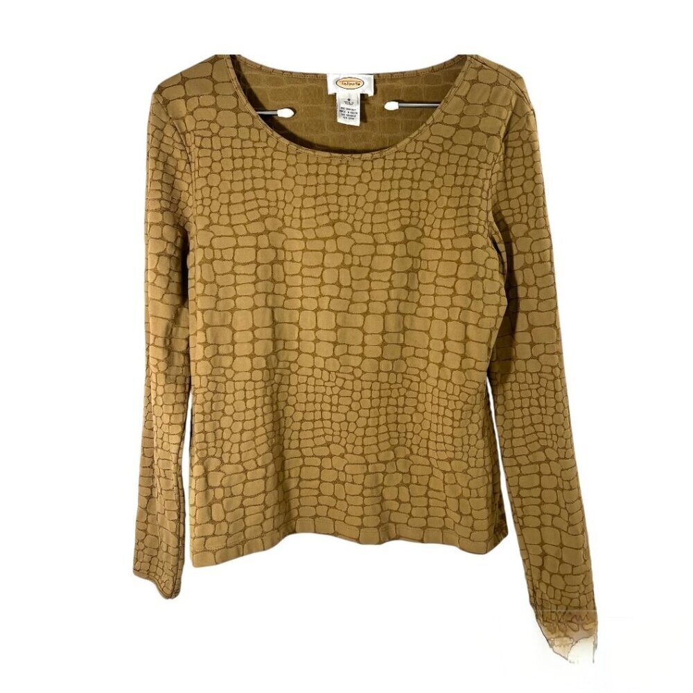 Talbot's Women;s Animal Print Tan Beige Shirt Size Small